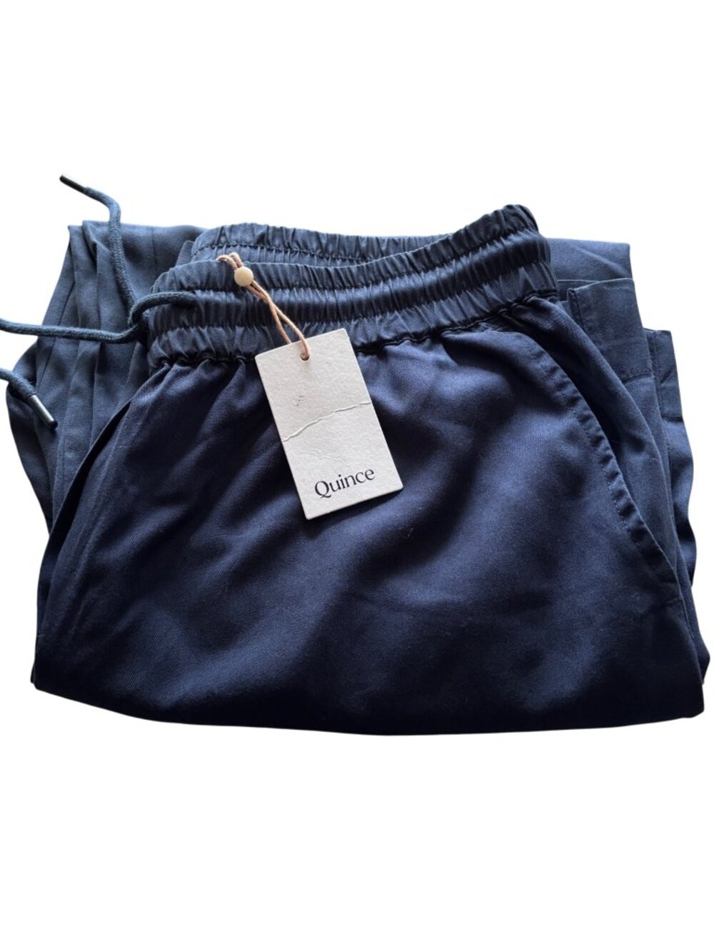 Quince Women's Vintage Wash Tencel Wide Leg Pants Midnight Blue Sz Large NWT